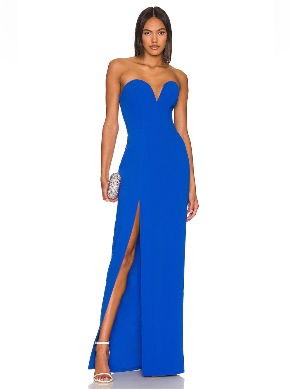 Amanda Uprichard Royal Blue Strapless Sweetheart Maxi Dress